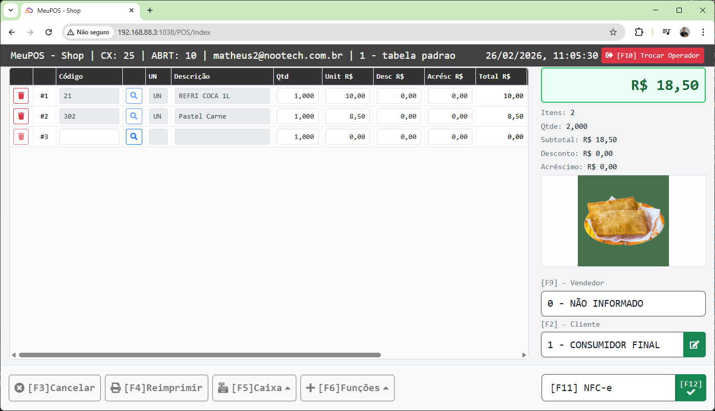 MeuPOS Shop em operação real